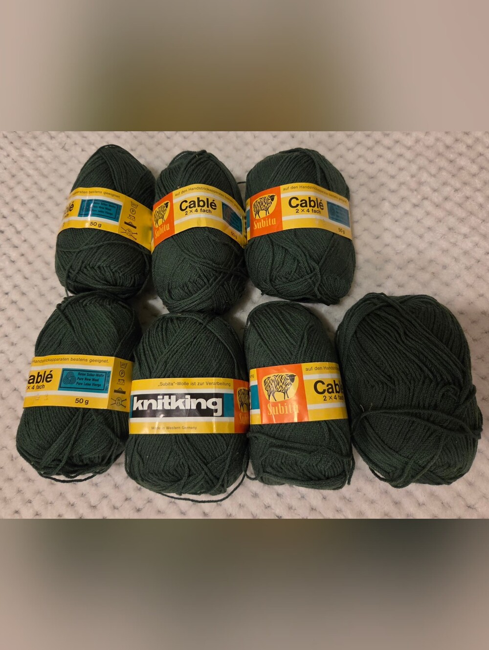 KNITKING FOREST GREEN KNITTING YARN 7 SKEINS NIP